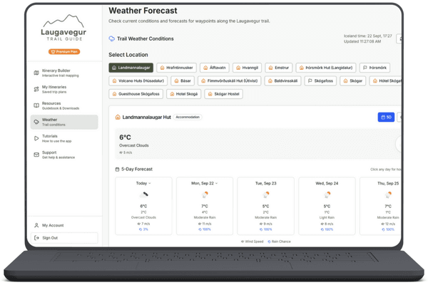 Live weather forecasts screenshot